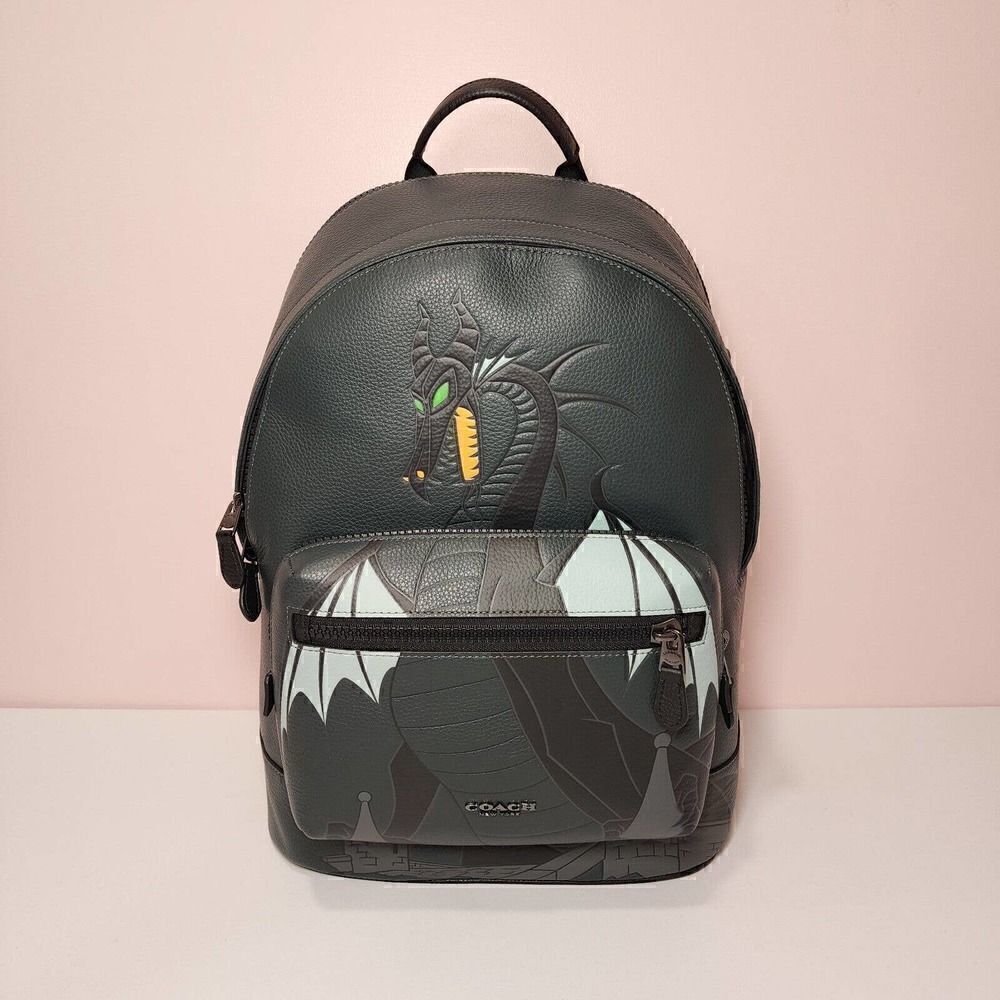 NWT Disney X Coach CC043 West Backpack Maleficent Dragon Motif Villains